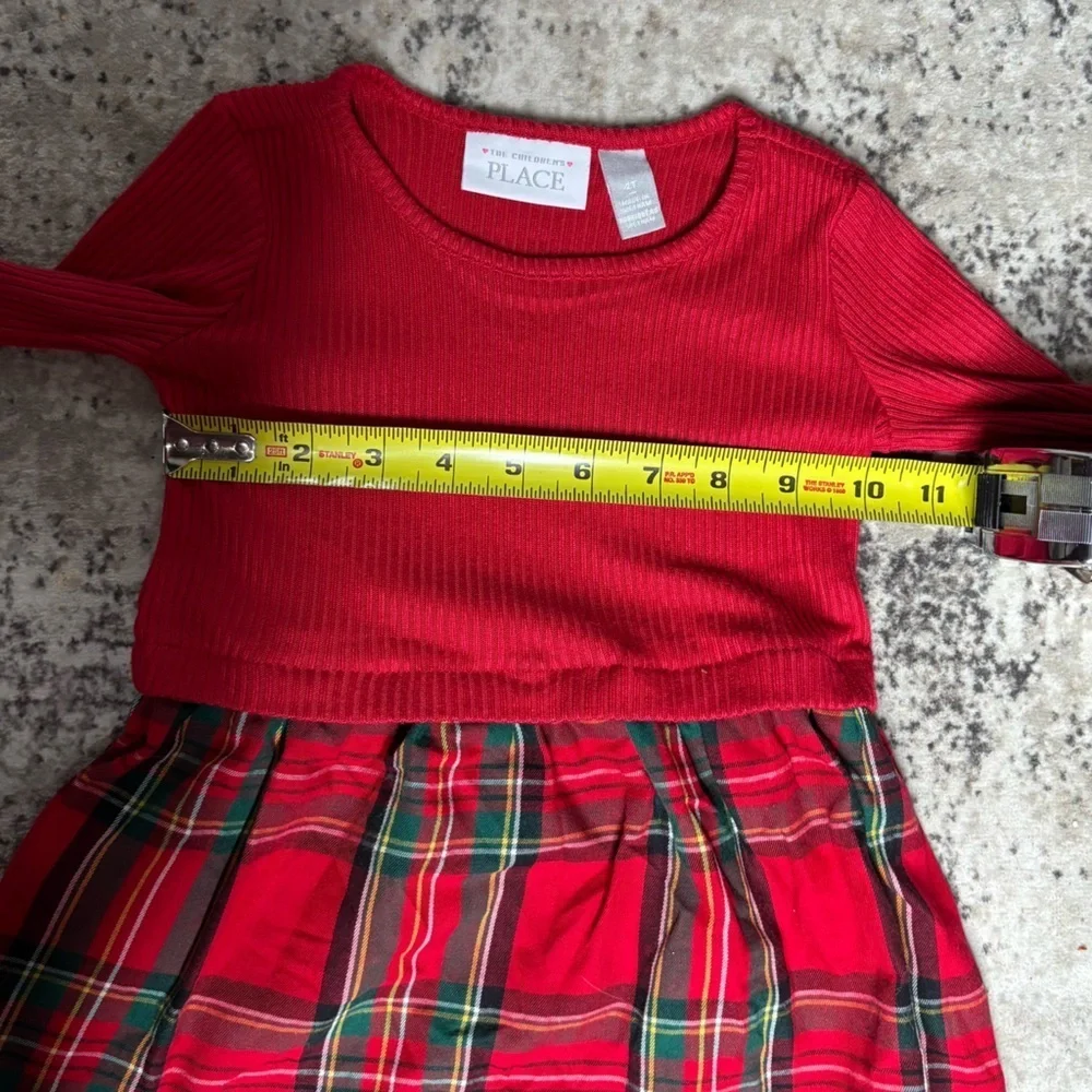 The Children’s Place Red Green Plaid Holiday Christmas Dress Size 2T